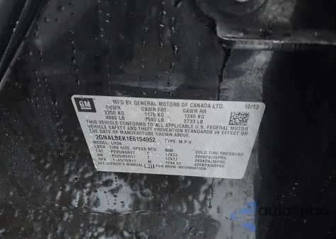 2014 Chevrolet Equinox 1Lt z USA, uszkodzony, nr VIN 2GNALBEK1E6154952